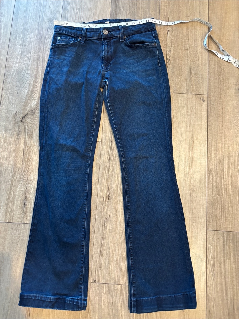 7 For All Mankind Dark Blue Wide Leg Jeans